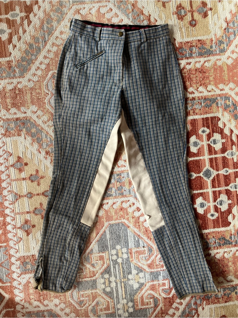 Vintage Dover Riding Spirt Plaid Breeches with Contrasting Seat size 26